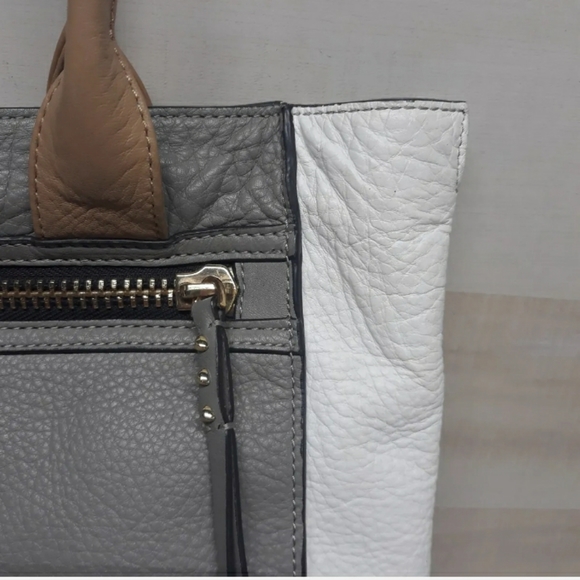 BOTKIER New York  Pebbled Leather Handbag Shoulder bag Gold Zippers Purple Liner - Picture 6 of 12